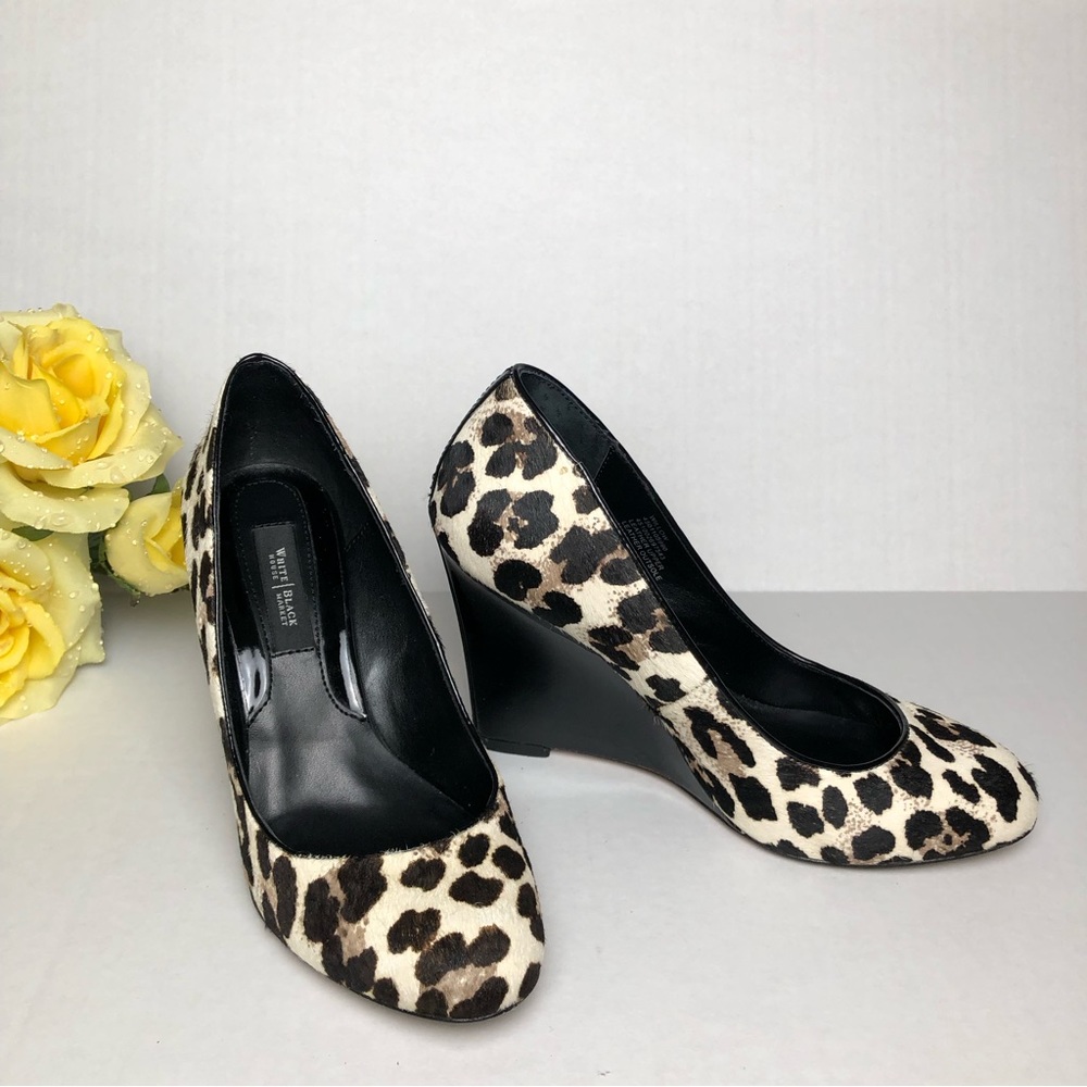 White House Black Market (WHBM) Leopard Print Calf Hair Pump/Wedges - Picture 1 of 6